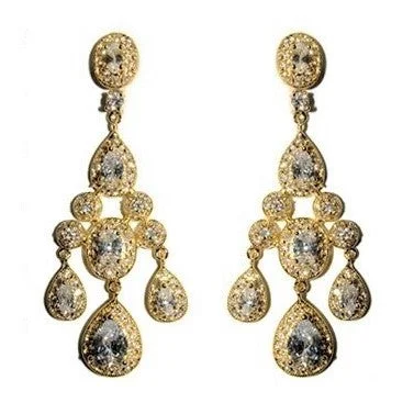 Swaying Earrings-Armania Clear Chandelier Earrings | 18k Gold | 51mm