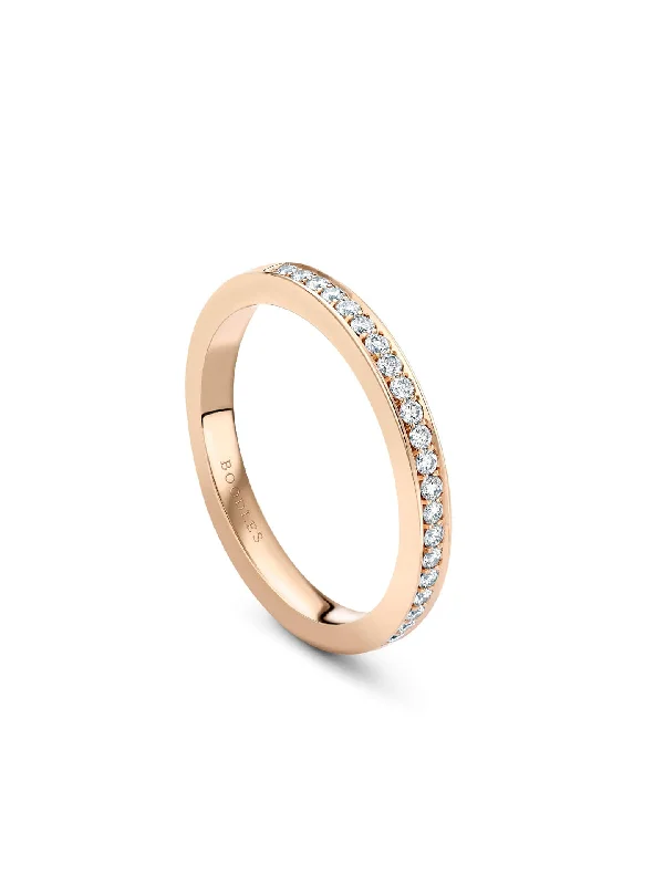 Chunky Gold Ring-Classic Diamond Set Rose Gold Wedding Band