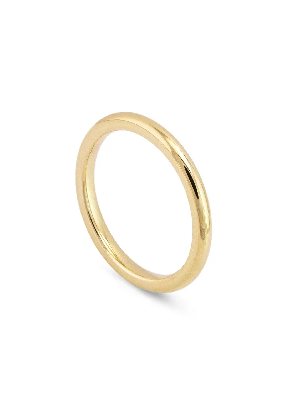 Dainty Engagement Ring-Classic Men's Court Shaped Yellow Gold Band (2mm Width)