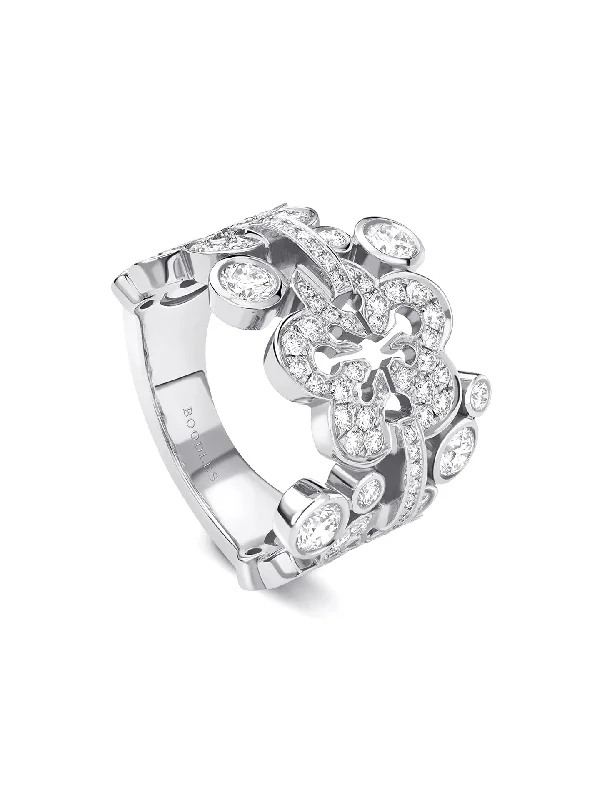 Stylish Gold Ring-Blossom Signature White Gold Diamond Ring