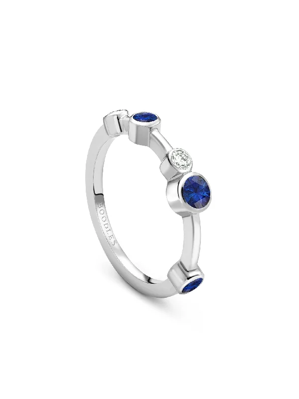 Titanium Wedding Ring-Raindance Half-Hoop Platinum Sapphire Ring