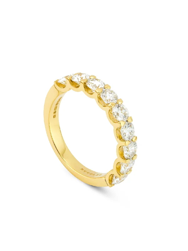 Custom Birthstone Ring for Mom-Classic Evermore Diamond Half Hoop Yellow Gold Eternity Ring 1.8 Carats