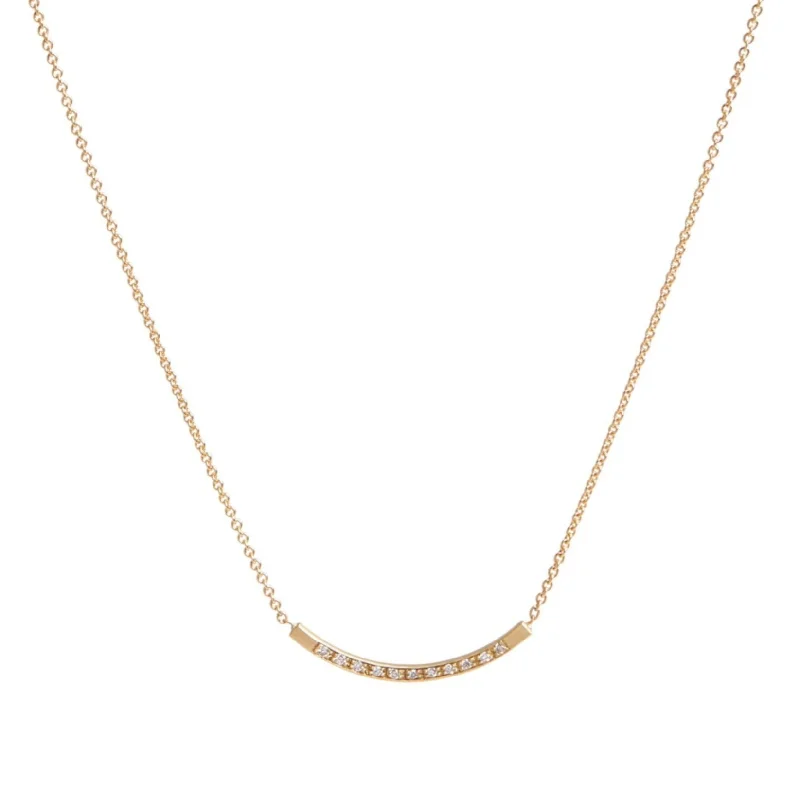 Simple Chain Necklace for Women-<!--NK996dia--> pavé curved edgy bar necklace