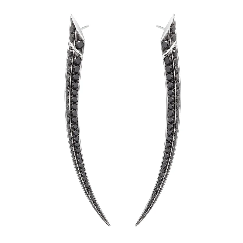 Gemstone Dangle Earrings-Sabre Fine Large Earrings - 18ct White Gold & Black Diamond