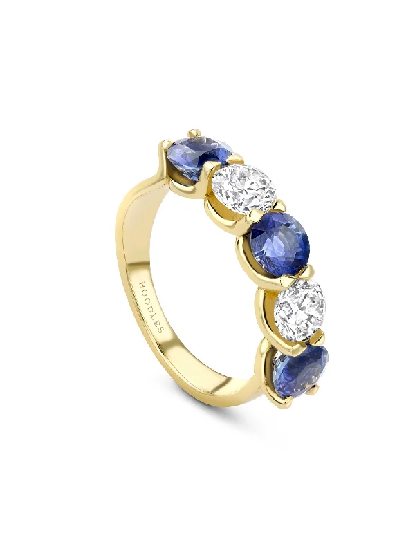 Silver Heart Ring-Classic Evermore Five Stone Sapphire Yellow Gold Eternity Ring