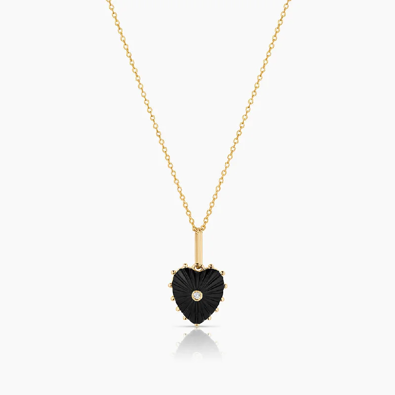 Fashion Necklace for Party-ISABEL ONYX HEART NECKLACE