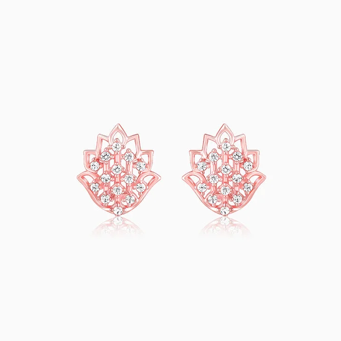 Natural Stone Earrings-Rose Gold Lotus Radiance Earrings