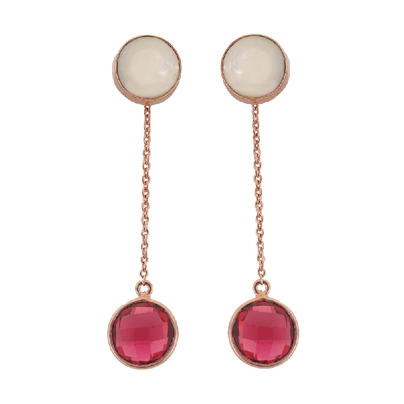 Nature Inspired Earrings-VARNIKA ARORA Sway- 22K Rose Gold Plated White Mother Of Pearl Earrings