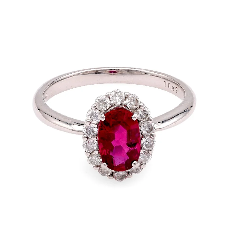 Gold Birthstone Ring-Platinum Ruby and Diamond Ring