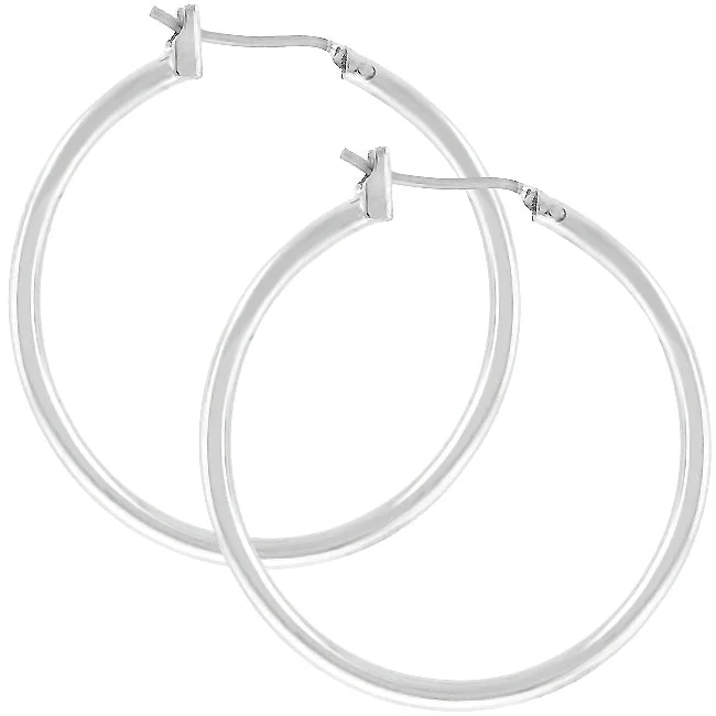 Statement Earrings for Evening-Glem Small Silver Hoop Earrings | 32mm