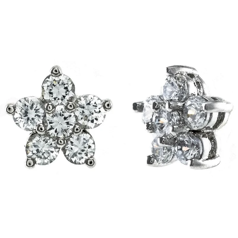 Artistic Drop Earrings-Emelle Flower CZ Stud Earrings