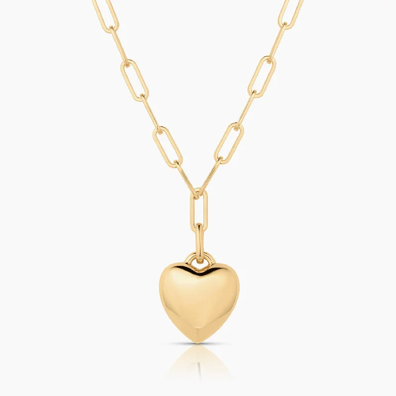 Adjustable Necklace-AURELIE PUFFY HEART LINK NECKLACE