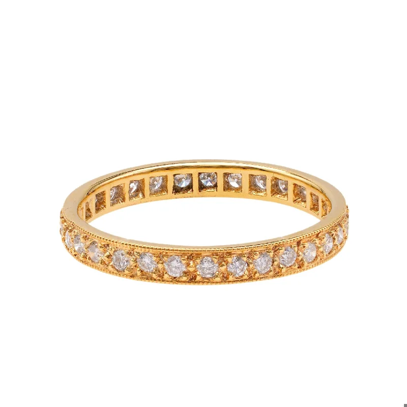 Rose Gold Diamond Ring-Diamond 18k Yellow Gold Eternity Band