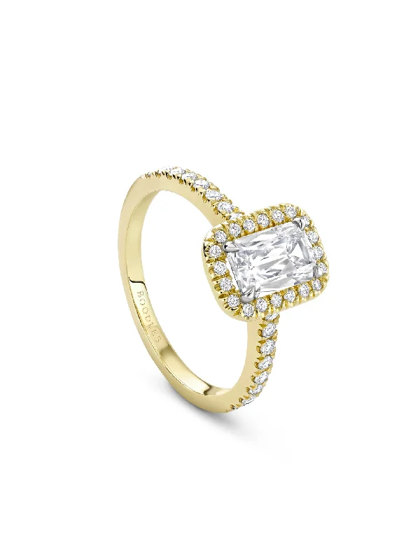 Luxury Wedding Band-Vintage Ashoka Yellow Gold Diamond Engagement Ring