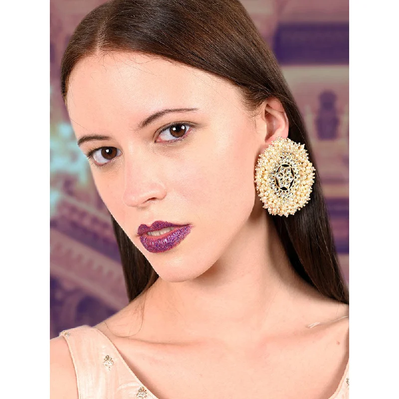 Semi Precious Stone Earrings-Odette Gold Printed Drops & Danglers Earrings