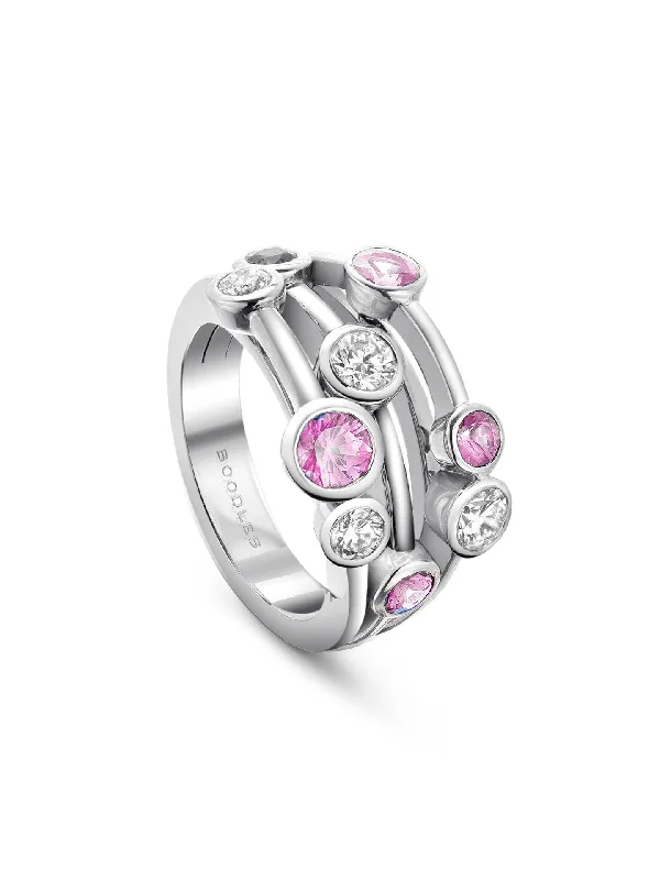 Emerald Cut Engagement Ring-Raindance Classic Platinum Pink Sapphire Ring