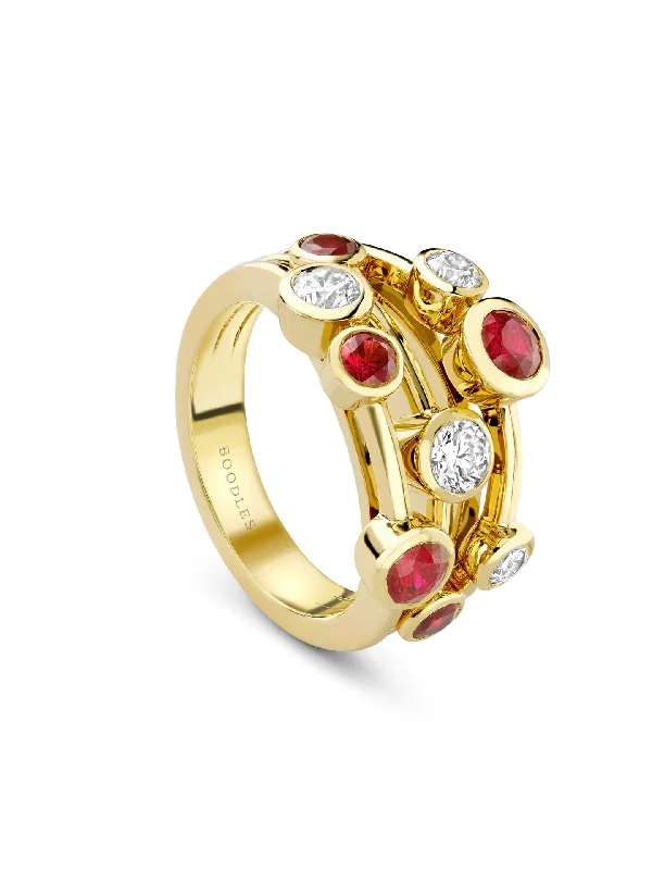 Two-Tone Engagement Ring-Raindance Classic Yellow Gold Ruby Ring