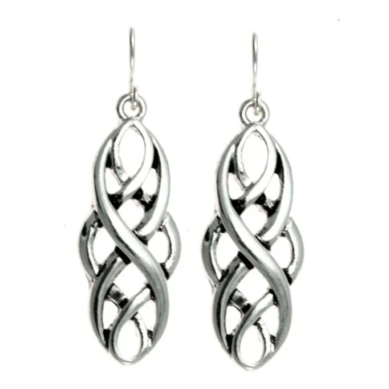 Custom Made Earrings-Silver Celtic Fashion Dangle Earrings