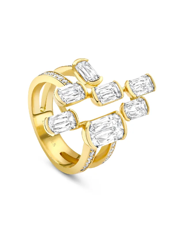 Classic Gold Engagement Ring-Classic Light Pillar Ashoka Diamond Yellow Gold Ring