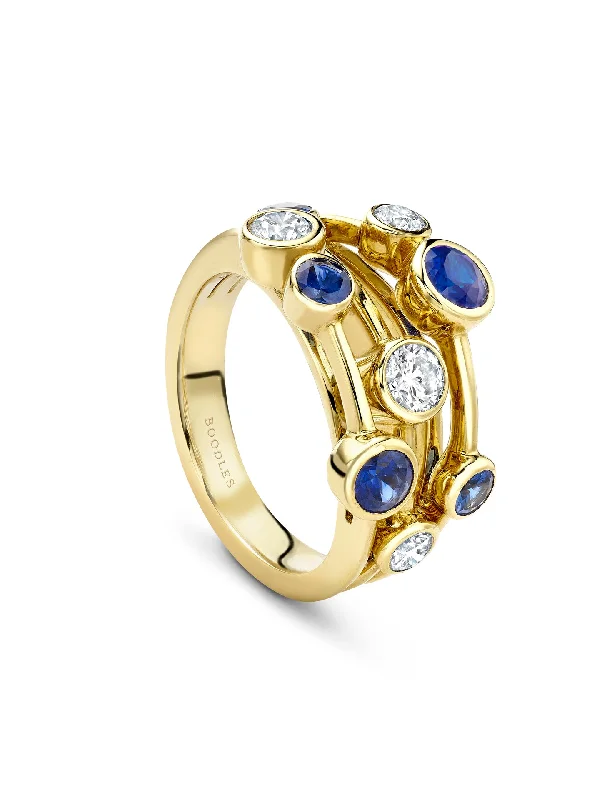 Diamond Ring with Matching Band-Raindance Classic Yellow Gold Sapphire Ring