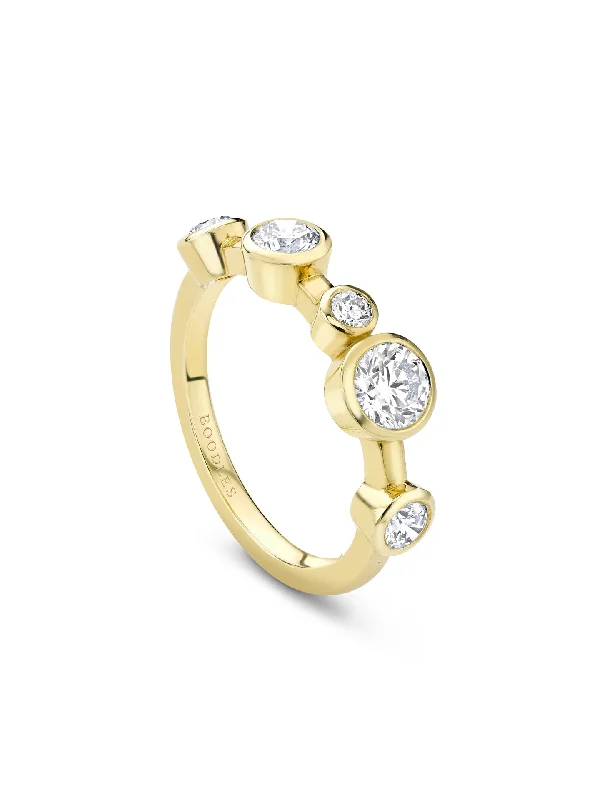 Wedding Ring with Diamonds-Raindance Large Half-Hoop Yellow Gold Diamond Ring