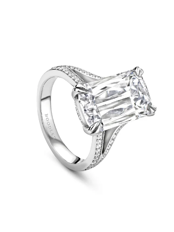 Heart Shaped Wedding Ring-Ashoka Diamond Split Shoulders Platinum Ring