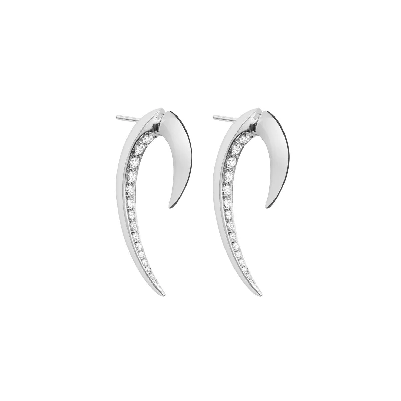 Wedding Stud Earrings-Hook Fine Small Earrings - 18ct White Gold & Diamond