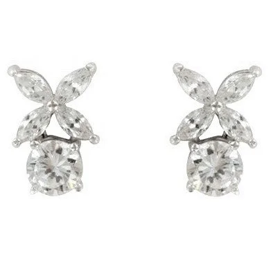 Silver Crystal Earrings-Malia Marquise Mix Stud Earrings | 5ct