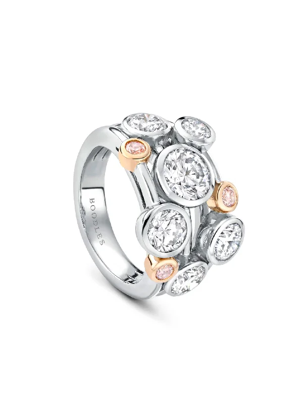 Pearl Ring for Women-Raindance 20th Anniversary Pink Diamond Mega Ring