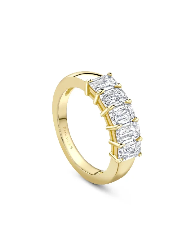 Customizable Engagement Ring-Classic Five Stone Ashoka Diamond Yellow Gold Eternity Ring