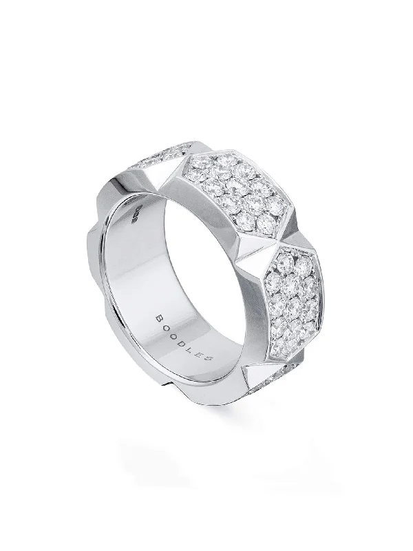 Women’s Gemstone Ring-Jazz White Gold Pavé Diamond Ring